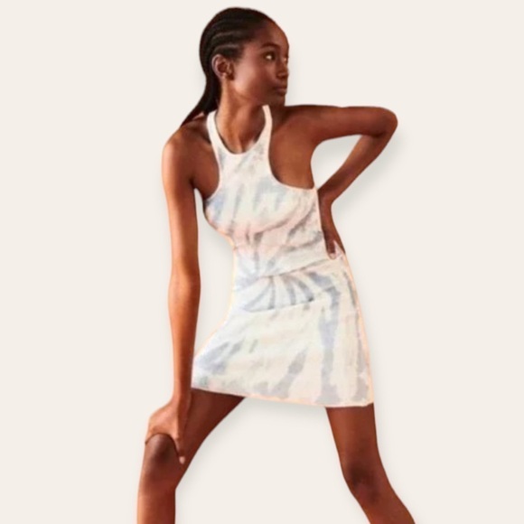 Zara Light Blue Tie Dye Racerback Casual Sleeveless Tank Short dress size Medium - Picture 11 of 12